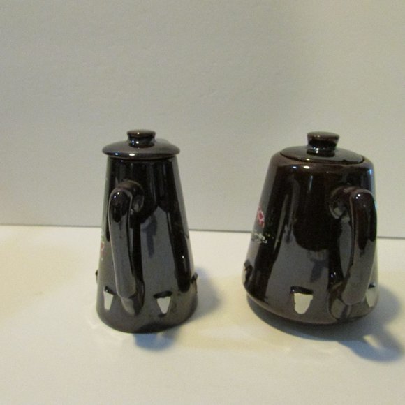 vtg redware pottery pankcake batter butter pitcher jam jar red barn kitchen - Picture 10 of 15